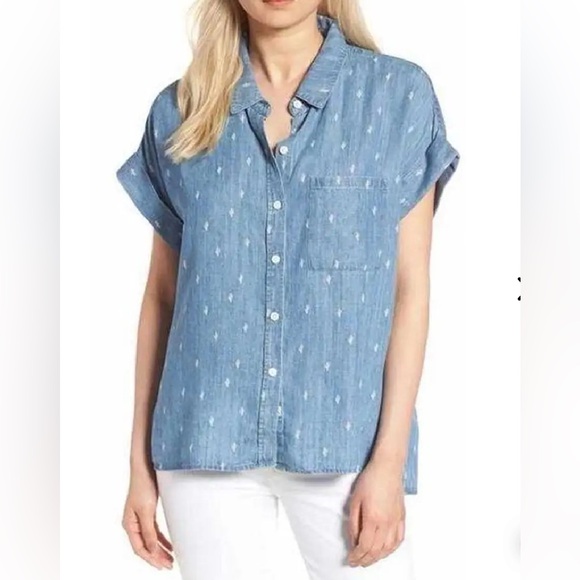 Rails Chambray Denim Pineapple Print Top Sz Small - Picture 1 of 4